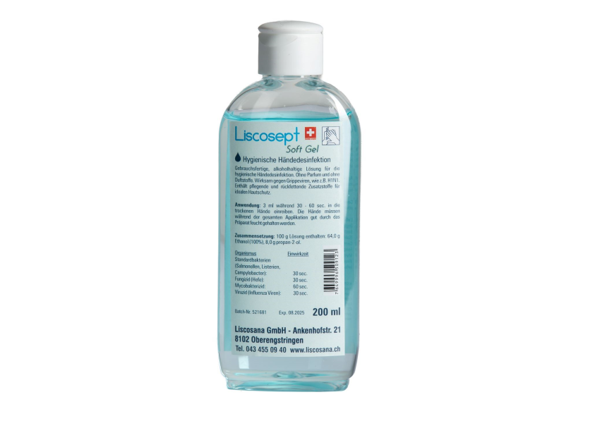 LISCOSEPT Soft Gel d&amp;#233;sinfect mains clap fer 200 ml